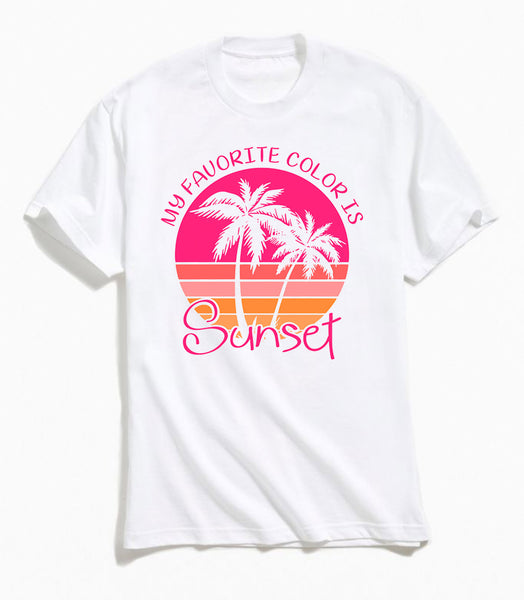 Sunset Palms - White