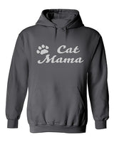 Cat Mama Pocket Hoodie- Grey