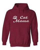 Cat Mama Pocket Hoodie- Burgundy