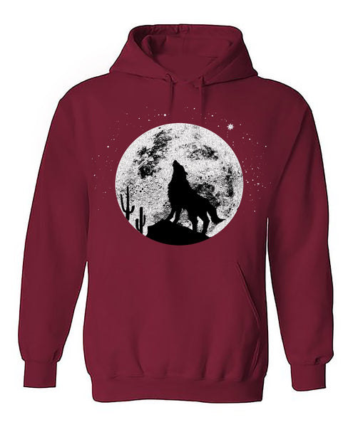 Wolf Moon Pocket Hoodie-Burgandy